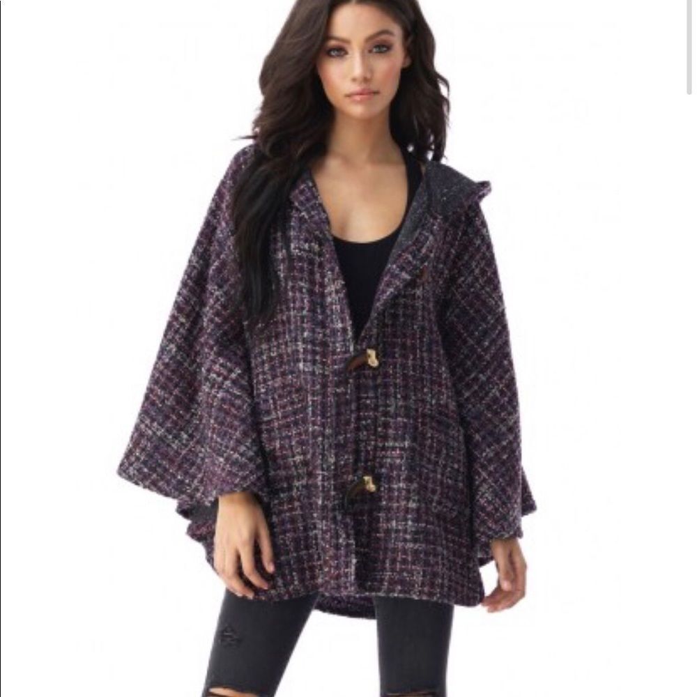 Sky. Shop Sky. Tweed Devnet hooded Wool Blend poncho small
